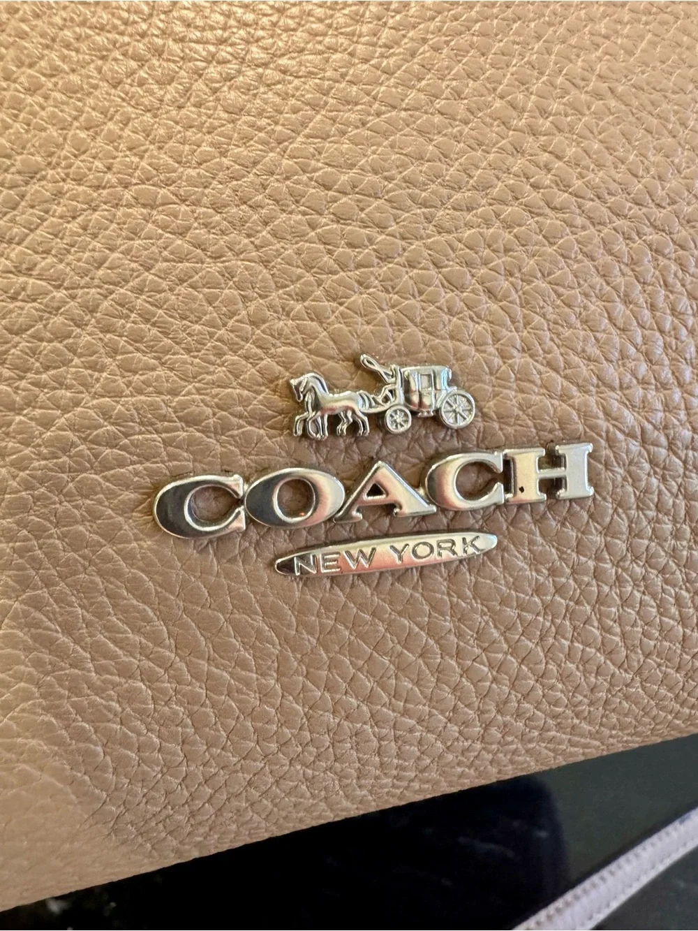 Coach Kacey Satchel Taupe Pebbled Leather Crossbody Bag with Silver Hardware